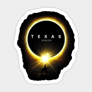2024 Solar Eclipse Seen From The State Of Texas For Cowboys Sticker